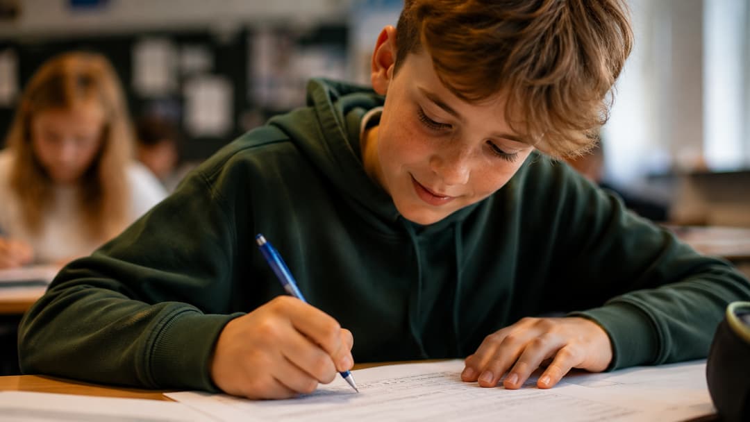 Students completing movie guide writing activities