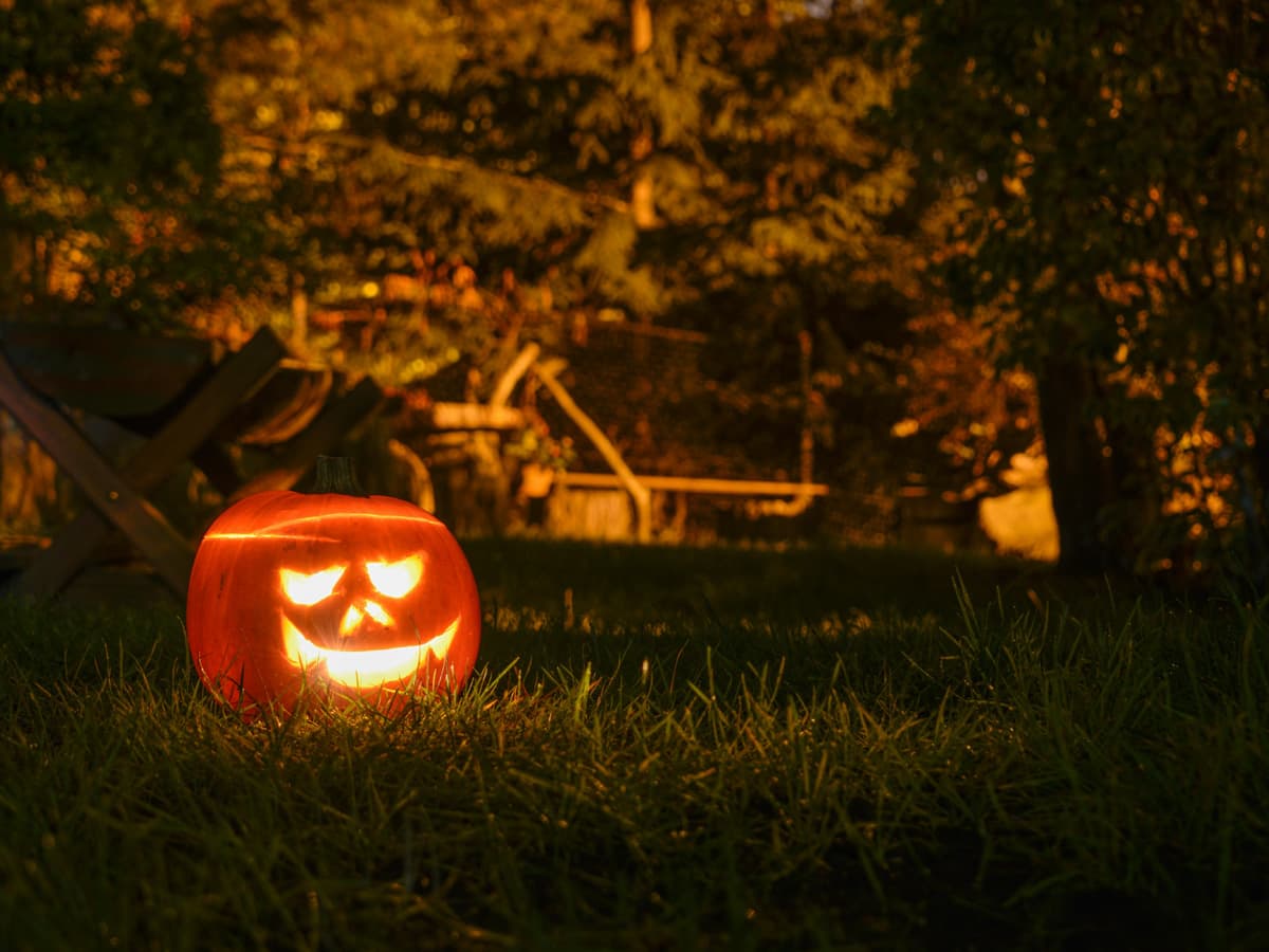 Jack-o-lantern glowing in the dark