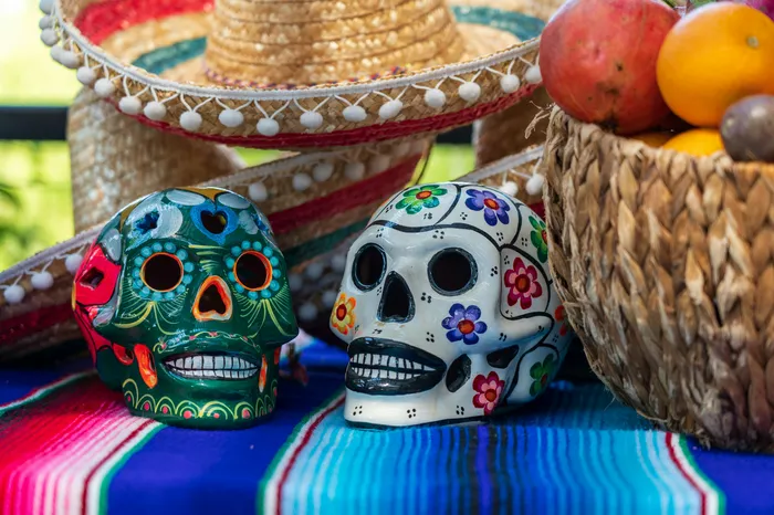 Colorful sugar skulls (calaveras)